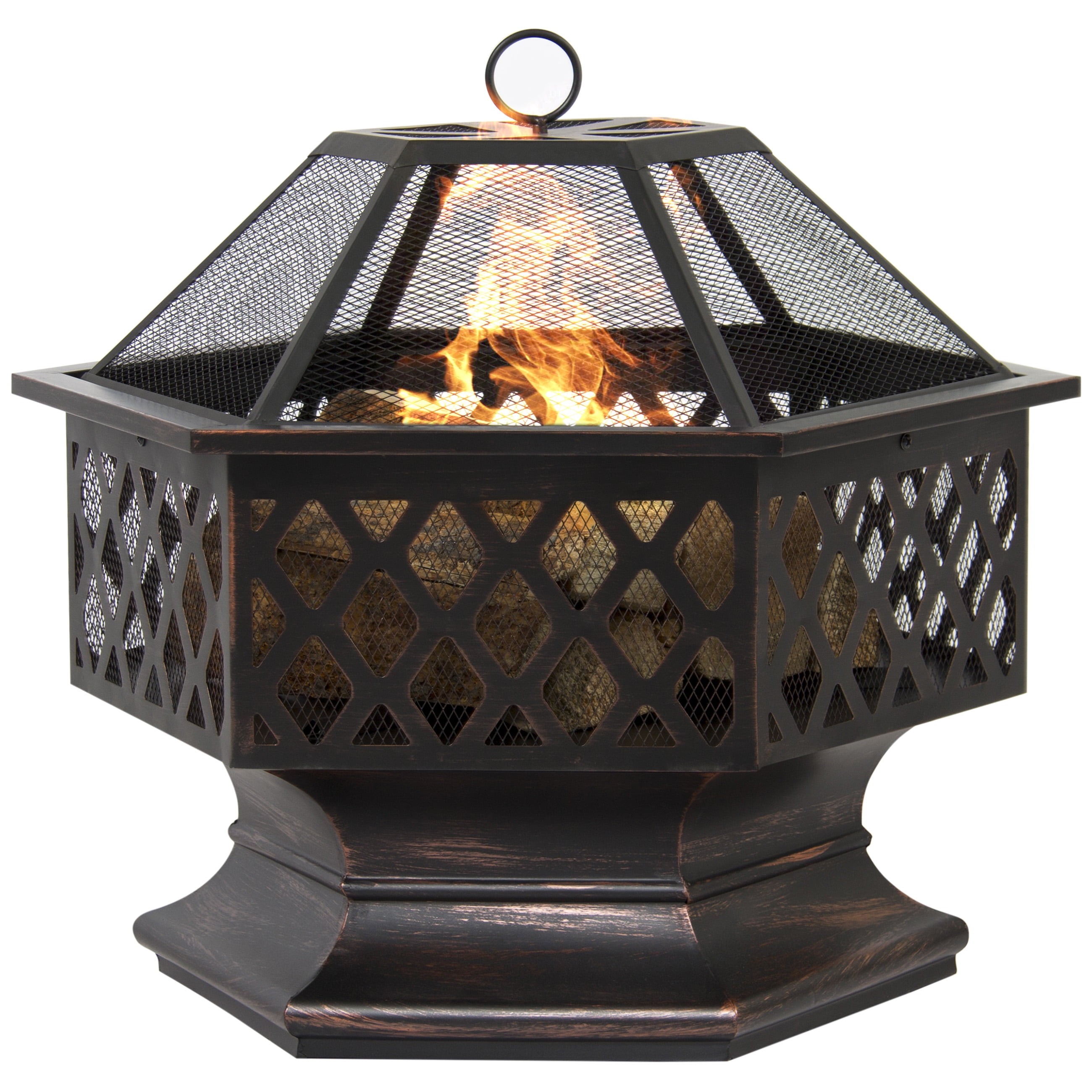 Zeny Outdoor Hex Shaped Patio Firepit Home Garden Backyard Firepit Bowl Fireplace by