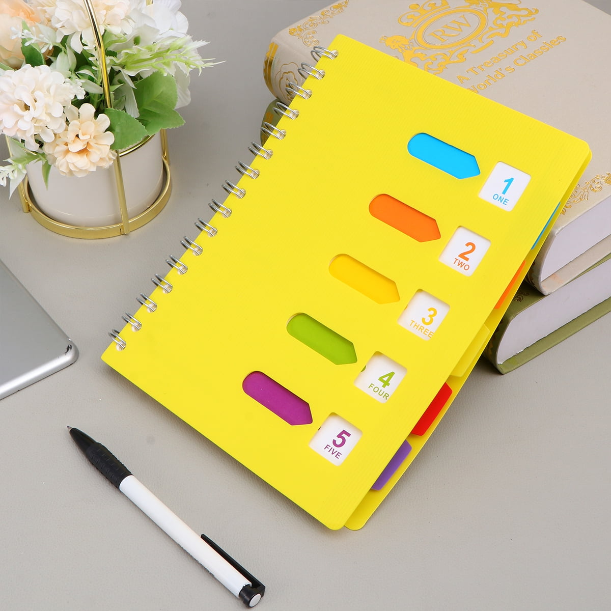 unbranded 2pcs Side-spiral Notebooks Thicken Notepad Category Notepad Students Stationery for Diary Journal Travel (A5 Middle Size Yellow)