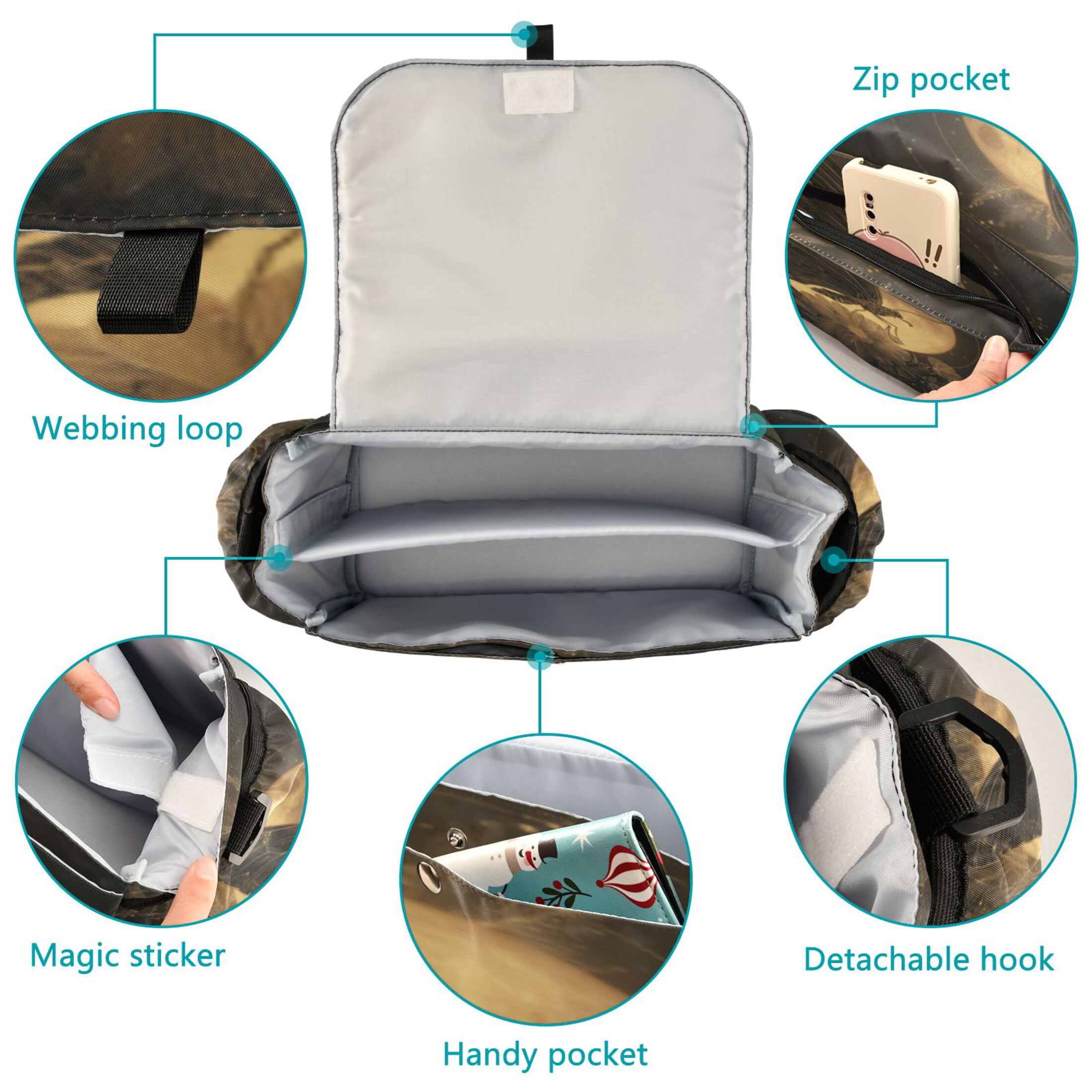 DIXRUYEE Stroller Organizer Moonwheel Monarch Printed