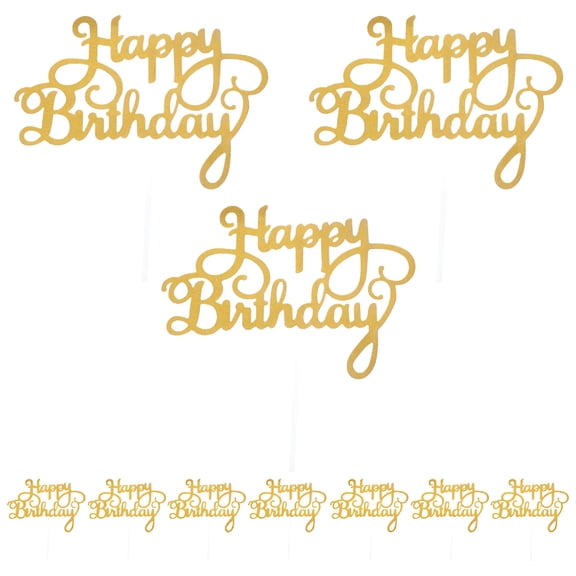 ACDANC 10Pcs Birthday Cake Topper Paper Cupcake Picks Decor Happy Birthday Cake Topper Decor,Cake Toppers Happy Birthday ,Gold Happy Birthday Cake Topper