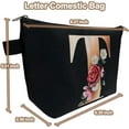 Small Letter Travel Comestic Bag Gold Alphabet with Flower Makeup Bag Portable Travel Stuff Bag