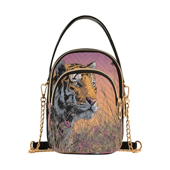 Women's Crossbody Handbag Shoulder Handbag 5.91x3.15x8.27 Inch Bank Card Bag Cash Bag Key Bag Colorful Tiger Beautiful