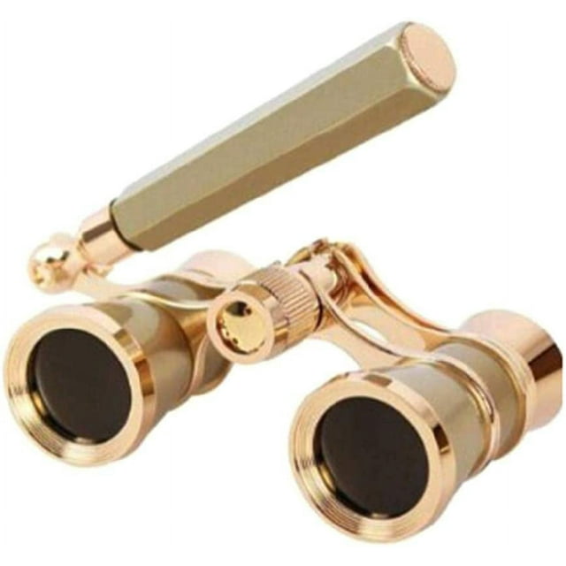 3X25 Gafas Telescopio Binocular con Mango/Kit de Accesorios Mujer Telescopio Mujer Chica Regalo Gafas Doradas Binoculares Gafas Vintage para Mujer con Mango