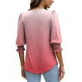 thumbnail image 4 of Charella Women's 2025 Fashion Tops 3/4 Length Puff Sleeve Business Dressy Casual Blouses Summer Tees Shirts (XL, Pink), 4 of 8