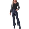 thumbnail image 2 of INSPIRAR CHIC Top de Manga de Lentejuelas para Mujeres, Top Brillante de Cuello en V para Fiesta, L Negro Plateado, 2 of 5