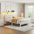 thumbnail image 2 of Greenstell Twin LED Bed Frame with Headboard Storage - Charging Station,Off White, 2 of 9
