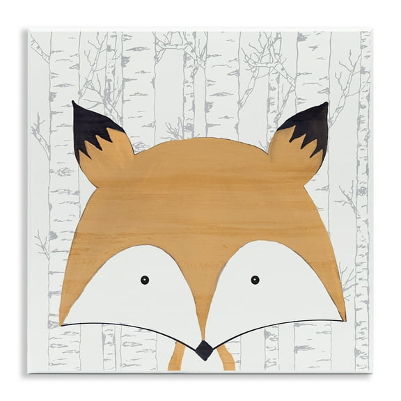 Stupell Industries Whimsical Fox on Birch Animals Painting Unframed Art Print Wall Art, 12 x 12