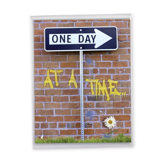 1 Large Funny Recovery Sobriety Greeting Card (8.5 x 11 Inch) - One Day At a Time Anniversary Card J9707