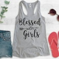 thumbnail image 2 of Blessed With Girls Tank Top, Ladies Racerback Tank Top, Girl Mom Tank, Mom Tank, Heather Gray, XX-Large, 2 of 3