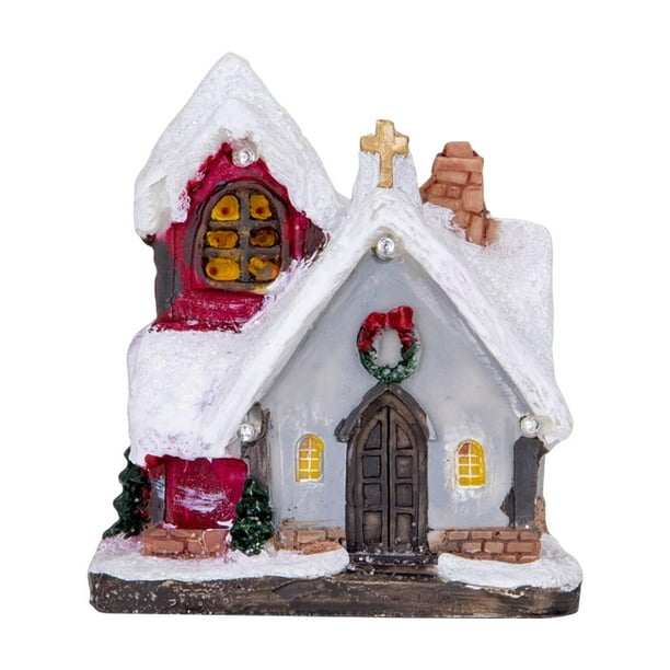 LED Navidad Village House Navidad Decoración Adornos Resina Paisaje EstiloB Zulema Casa de pueblo