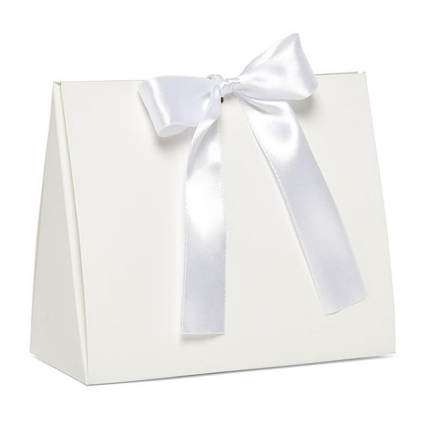 White Favor Box with Satin Ribbon 5 1/2" X 2 1/2" X 41/2 Quantity
