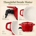 thumbnail image 5 of PRTYY Cauldron Dutch Oven, Vintage Enamel Electric Slow Cooker, 1400W Adjustable Temperature, Large-Capacity All-in-One Pot for Stewing, Frying , Red, 5 of 14