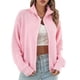 thumbnail image 1 of Cárdigan De Punto Hombro Caído Manga Larga Cuello Alto Suelto Mujer Otoño Invierno Suéter Abrigo Rosa S, 1 of 5