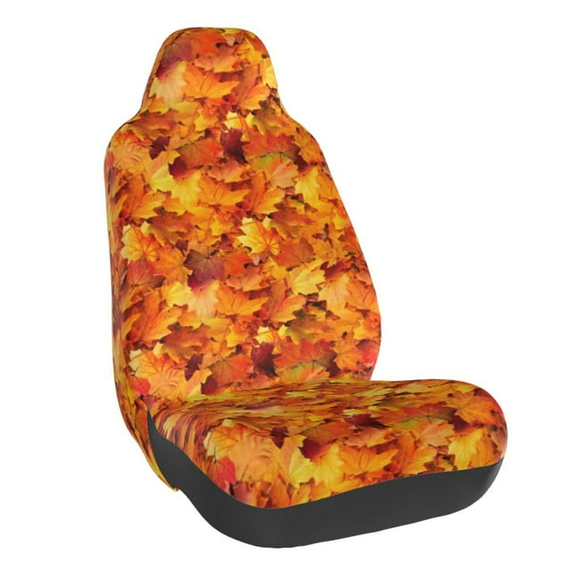 Wukai Autumn Maple Leaf Pile Full Set Car Seat Covers with Soft Padding Universal Auto Front Seats Protector and Cushion Mat