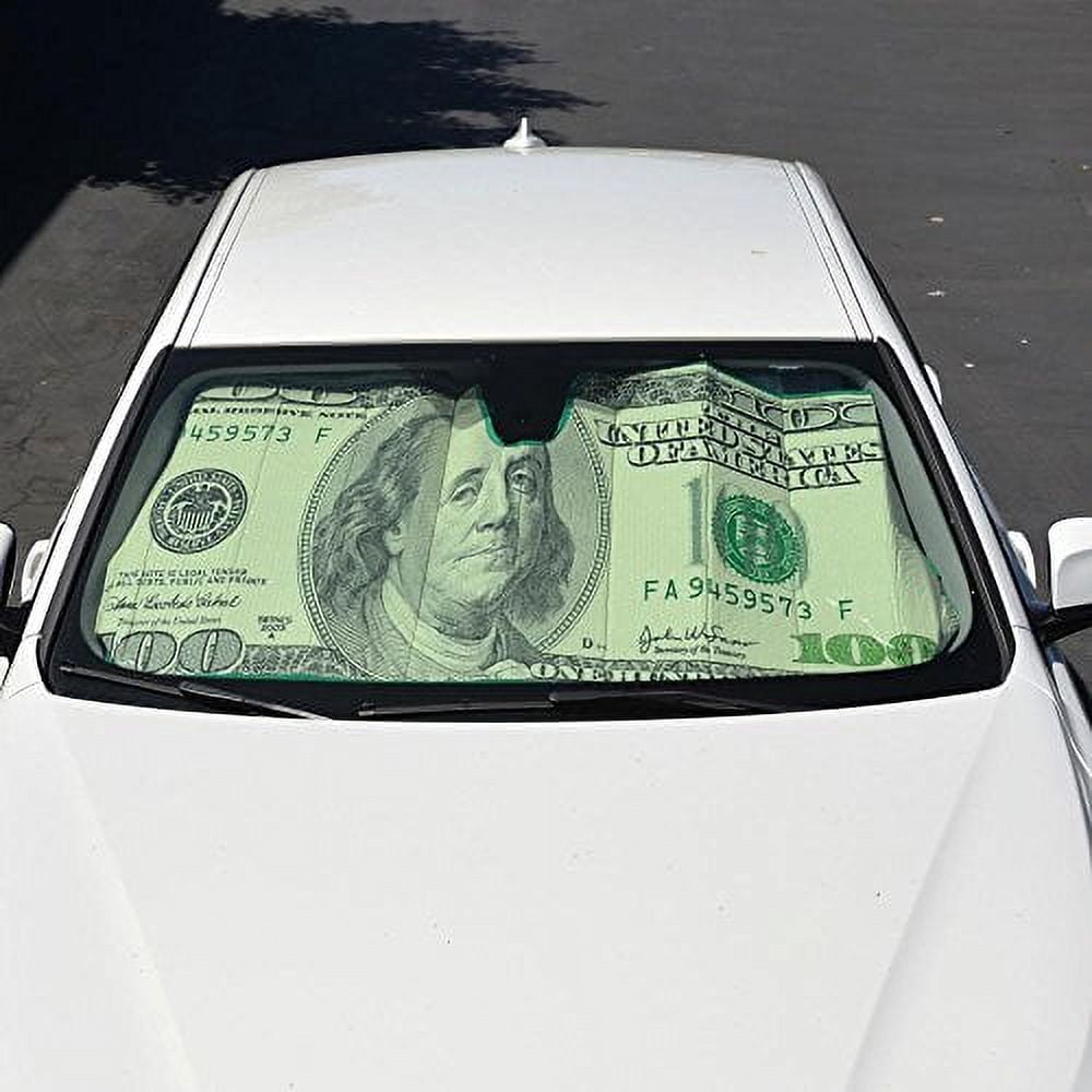 Hundred Dollar Bill Auto Sun Shade for Car SUV Truck - Bubble Foil Jumbo Folding Accordion AS-767