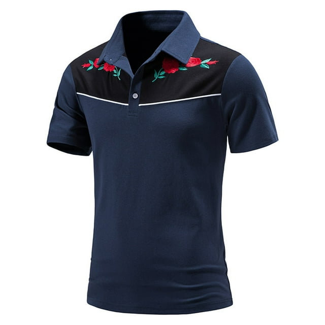 Birdeem Chemise Imprimée à Manches Courtes Brodée Mode Style Été pour Hommes