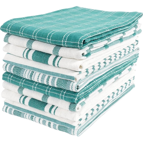 KAF Home Assorted Flat Kitchen Towels, 100% Cotton Dish Cloths, 18” x 28” Teal, 10-Pack