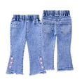 thumbnail image 2 of Esaierr Baby Girls Denim Bell Bottom Jeans Vintage 1-6 Years Toddler Kid Flare Pants Jeans Little Bottoms Leggings Pants, 2 of 9