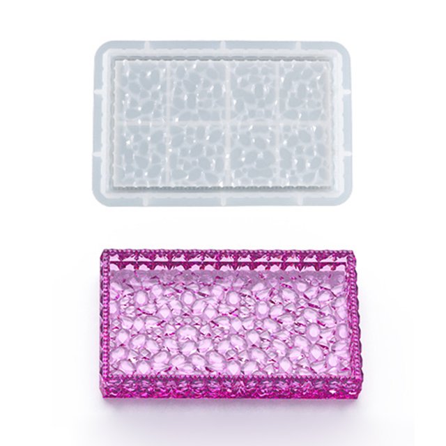 Molde de bandeja de almacenamiento de silicona de resina epoxi de cristal para decoración del hogar (rectángulo) Likrtyny Libre de BPA