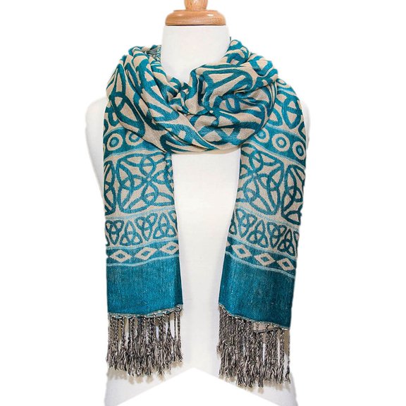 Ladies Celtic Knot Scarf, Irish Style, Celtic Fashion, Lightweight, Turquoise