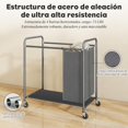 thumbnail image 2 of Cesto Ropa Sucia 3 Divisiones con Compartimiento y Bolsas Extraíbles,Ropa Sucia Organizador con Rueda de Bloqueo,Mover Cesto de Ropa Sucia Elegante,para Lavadero,Dormitorio,Baño(Gris,3 Bolsas), 2 of 7