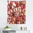 thumbnail image 1 of Gingerbread Man Tapestry, Variety of Christmas Cookies on Wooden Table Traditional Sugary Treats, Fabric Wall Hanging Decor for Bedroom Living Room Dorm, 5 Sizes, Red Brown White, by Ambesonne, 1 of 1