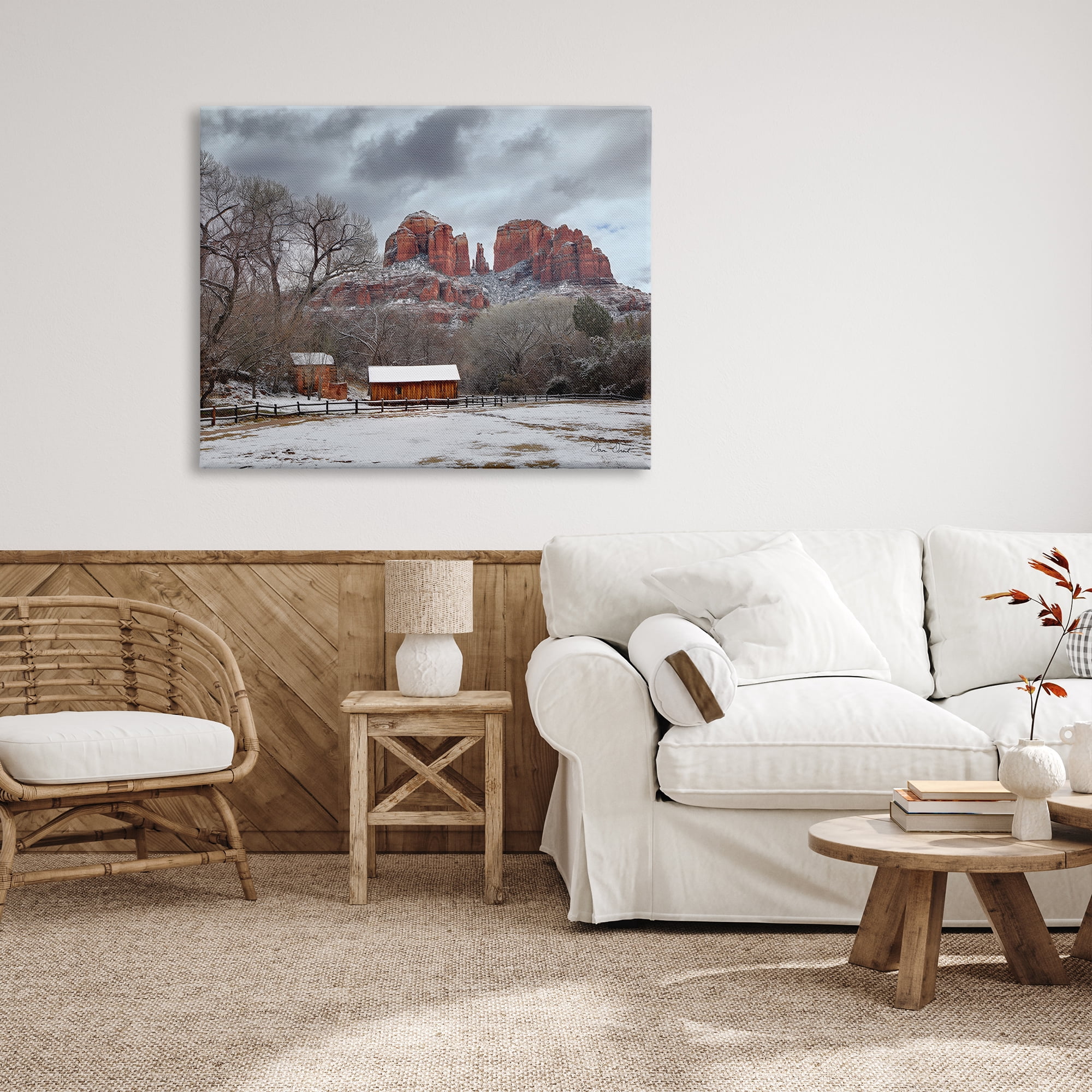 Stupell Industries Snowy Rural Landscape Nature Photography Gallery Wrapped Canvas Print Wall Art, 48 x 36