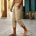 thumbnail image 7 of Yaoyar Linen Pirate Pants for Men Summer Lightweight 3/4 Pants Vacation Beach Trousers Side-Button Closure Joggers, 7 of 7