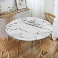 thumbnail image 6 of Black and White Marble Texture Tablecloth with Elastic Edge, Round Table Cloth Washable Reusable Table Cover for Kitchen Dining Party Picnic, Medium (Suitable for 45-52 in), 6 of 6