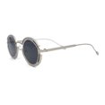 thumbnail image 3 of Oval Art Deco Geometric Design Metal Rim Retro Sunglasses Silver - Black, 3 of 4
