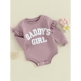 thumbnail image 3 of Gupgi Baby Girl Sweatshirt Romper Infant Ruffle Long Sleeve Crew Neck Letter Embroidery Jumpsuit, 3 of 9