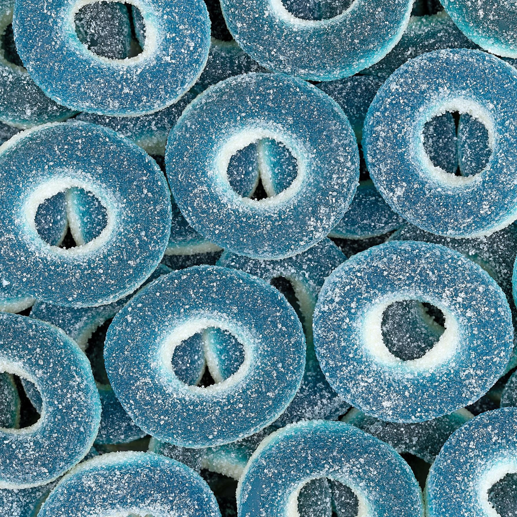 Kervan Candy Bebeto Blue Raspberry Rings - Fruity, Soft, Sweet & Sour Gummy Candy Bulk for Kids, Gift Snacks and Parties - Blue Raspberry Gummies Party Size Bag (5 lbs)
