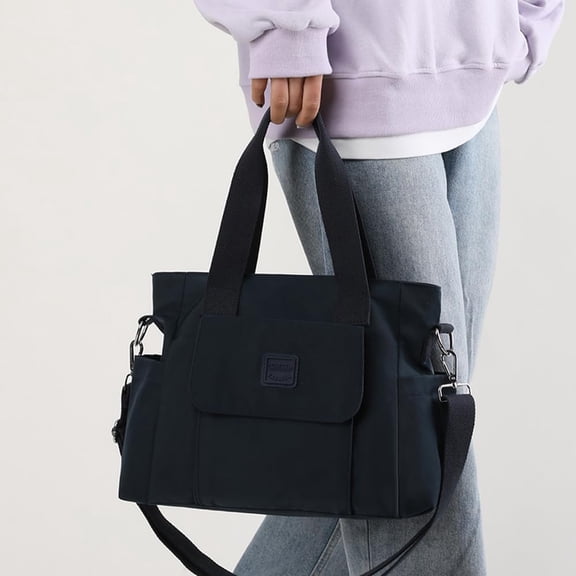 Women's Multi-Pocket Tote Purse, Light Large Shoulder Crossbody Handbag for Work Travel Shopping