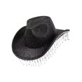 thumbnail image 5 of freneci Cowboy Hat for Women Cowgirl Hat Sparkly Headgear for Props Wedding Carnival Black, 5 of 8