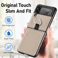 thumbnail image 6 of Samsung Galaxy Z Flip 3 Phone Case, PU Leather Protective Cover with Ring Strap Shockproof Lightweight Smartphone Protector Case for Samsung Galaxy Z Flip 3 ZH Beige, 6 of 13