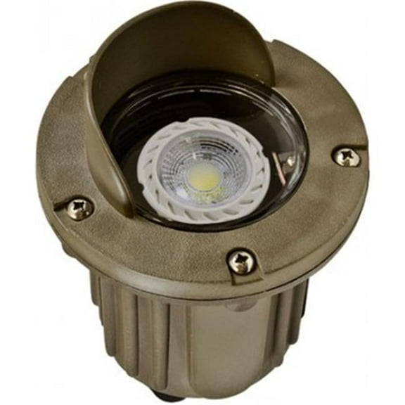 Dabmar Lighting LV347-BZ Polybutylene Terephthalate Adjustable In-Ground Well Light with Hood, Bronze - 5.88 x 4.88 x 5 in.
