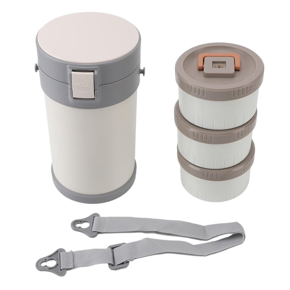 BIMZUC 2.3L 3‑Tier Vacuum‑Insulated Stainless Steel Lunch Box with Spill‑Proof Design, Microwave Safe, Shoulder Strap