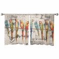 thumbnail image 2 of Colorful Birds Semi Sheer Curtains 54 Inch Length 2 Panels Set, Vintage Farmhouse Envelope Postmark Sheer Kitchen Curtain Privacy Voile Window Curtain for Living Room Bedroom Rod Pocket Drapes, 2 of 7