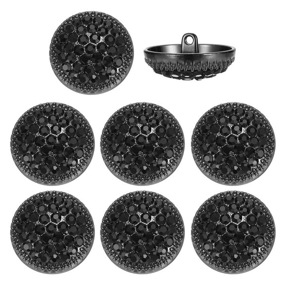 Uxcell Rhinestone Buttons, Sew on Metal Round for Clothing Decoration DIY Crafts Wedding 8 Pcs 25mm Black/Black
