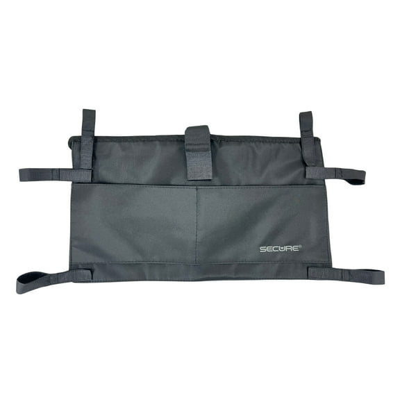 Secure Six Pocket Walker Storage Bag, Black - Mobility Aid Accessory Pouch for Elderly, Seniors, Disabled - Hands Free Tote Caddy Fits Most Walkers