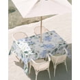 thumbnail image 3 of 60x120 Inch Outdoor Tablecloth with Umbrella Hole Zipper Rectangle Blue Flower Rectangular Tablecloths Outside Waterproof Sage Green Eucalyptus Leaf Farmhouse Country Patio Table Cover for Picnic, 3 of 8