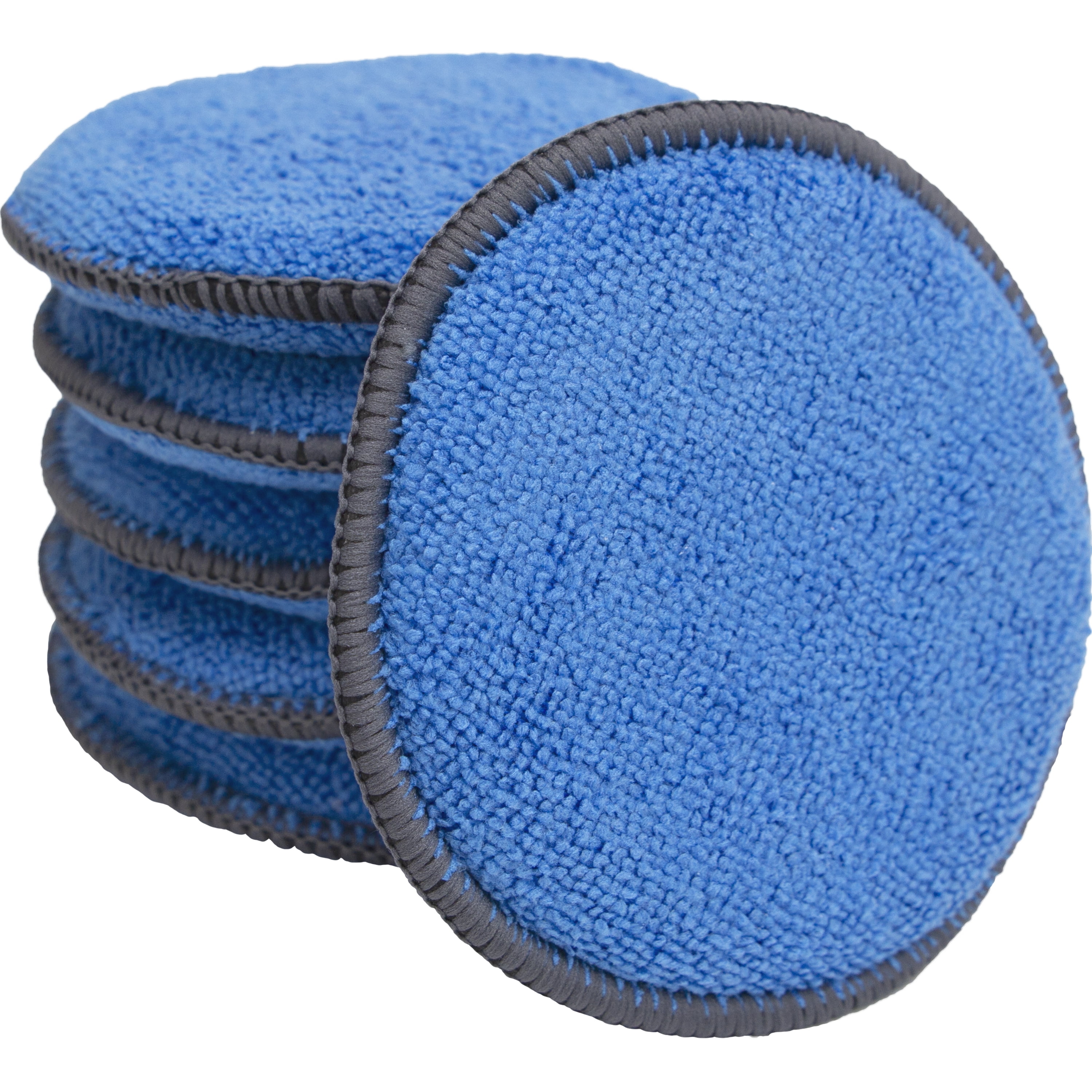 6 Pack VIKING Microfiber Applicator and Cleaning Pads Blue/Grey 5 Inch Diameter 