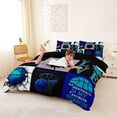 thumbnail image 2 of Castle Fairy Multi-Style Blue Basketball Collage Duvet Cover Queen, Sports Silhouette Design Queen Bedding, Blue Black Teal,Black Reversible,3-Piece,1 Duvet Cover and 2 Pillowcases, 2 of 6