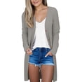 thumbnail image 2 of Women's Ribbed Knit Cardigan Anti-Pill Cloud Comfort Cardigan Fall Lightweight Open Front Coat Coffee Run Chic Pocket Packable Layer Fine Brushed Soft Long Sleeve Grey M, 2 of 9