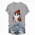 thumbnail image 6 of TOWED22 Halloween Shirts for Women Cute Ghost with Coffee Pumpkin Shirts Cute Fall Short Sleeve Graphic Tee Tops(Grey,3XL), 6 of 6