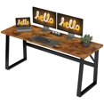 thumbnail image 1 of Rustic Brown 71” Computer Desk - Spacious Industrial Writing Table for Home Office, Living Room & Study - Engineered Wood & Steel Frame, 1 of 7