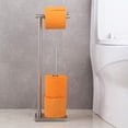 thumbnail image 3 of Porte-papier Hygiénique Autoportant avec Réserve, Support sur Pied Antirouille en Acier Inoxydable SUS 304 pour Rouleaux de Papier Hygiénique, Rangement au Sol, Fini Brossé Moderne, 3 of 8