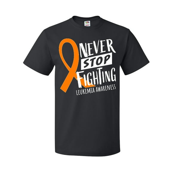 Inktastic Never Stop Fighting Leukemia Awareness Orange Ribbon T-Shirt