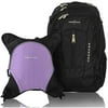 Obersee Bern Diaper Bag Backpack and Cooler, Black/Purple