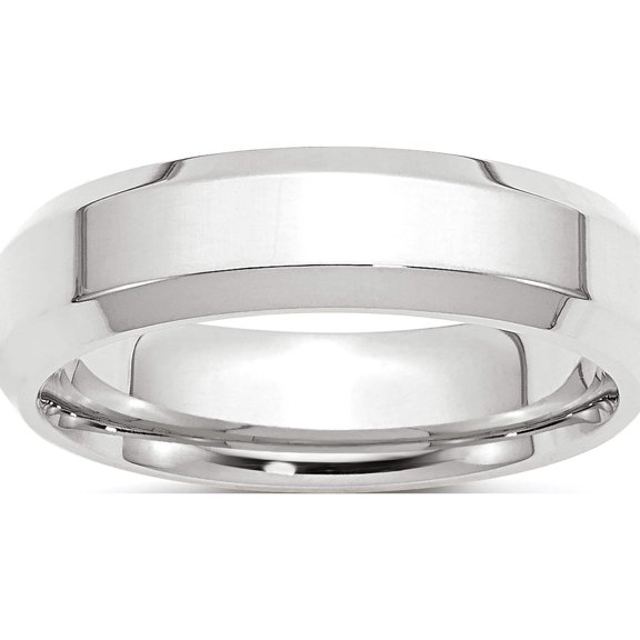 10K White Gold 10Kw 6mm Bevel Edge Comfort Fit Band Size 4 Made In United States 1wbec060-4